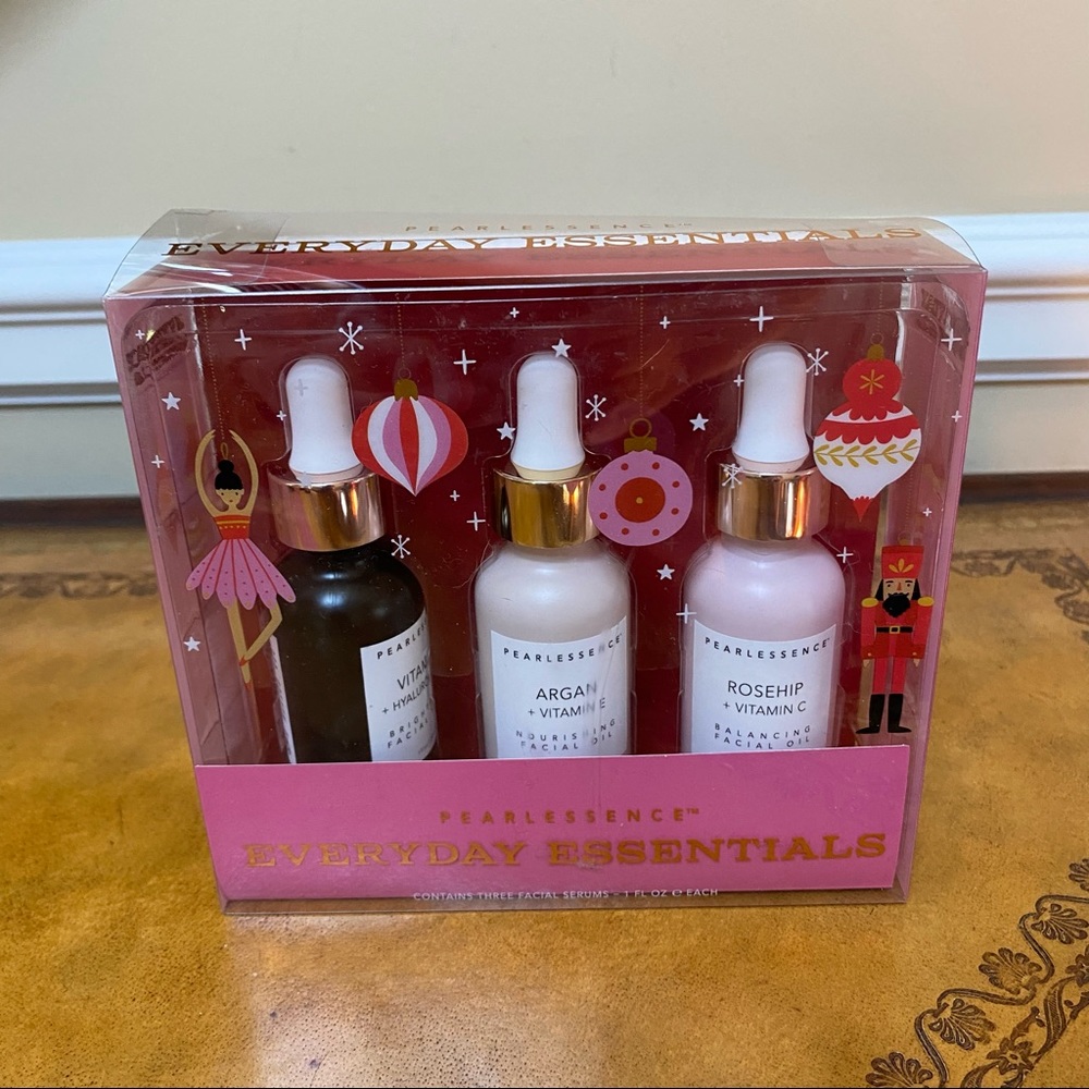 Set of 3 Pearlessence Serums: Rosehip & C Oil, Argan & E Oil, Vit C & Hyaluronic